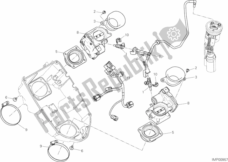 All parts for the Throttle Body of the Ducati Multistrada 1200 Enduro Touring Pack Brasil 2018